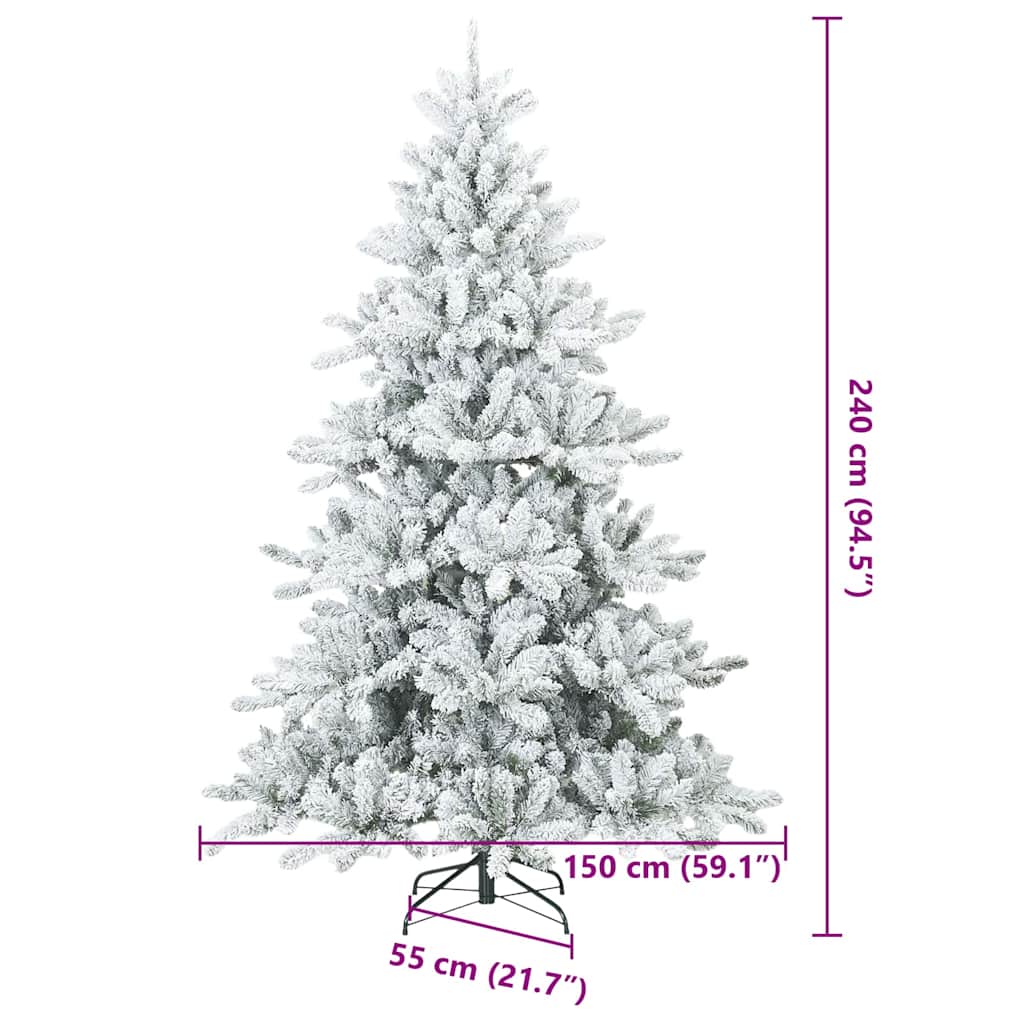 Artificial Hinged Christmas Tree Snow Flocked White 240 cm